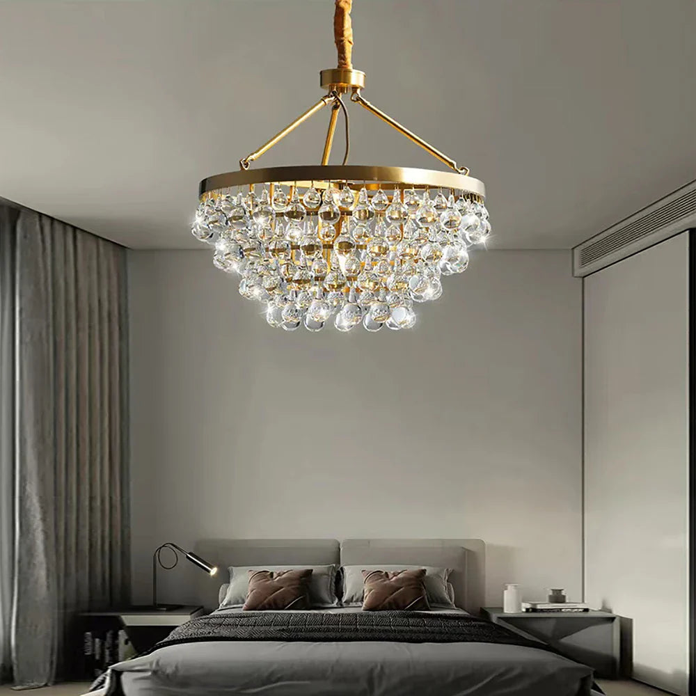 Afralia™ Black Crystal Bead Ceiling Chandelier - Modern Classic for Living Room & Dining Table