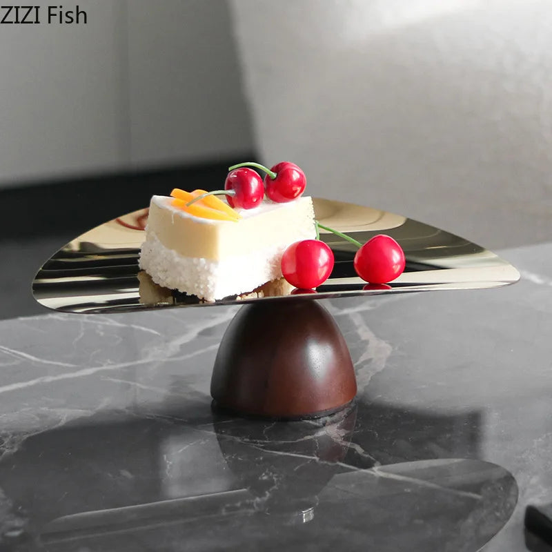 Afralia™ Gold Plated Wooden Fruit Bowl Tray Set for Home Kitchen and Restaurants