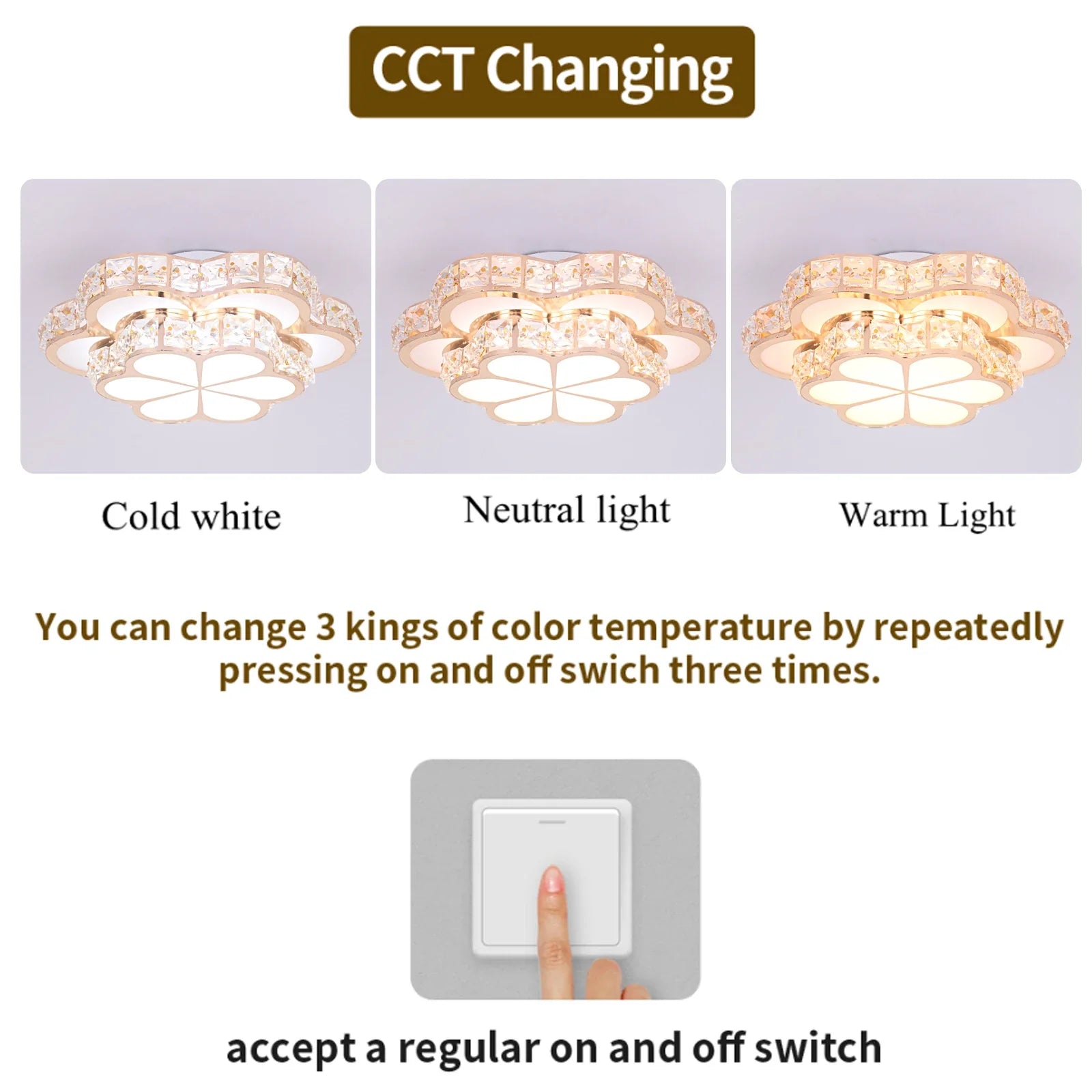 Afralia™ Flower Crystal LED Ceiling Lamp Chandelier Light for Home Hotel Living Room