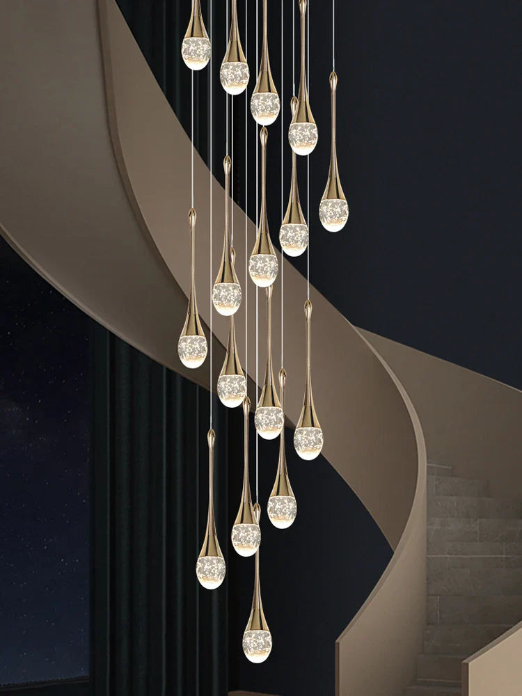 Afralia™ Crystal LED Chandeliers: Luxury Long Staircase Hanging Lights for Living Room Lobby