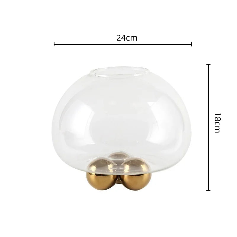 Afralia™ Geometric Golden Ball Glass Vase for Floral Arrangements and Home Decor