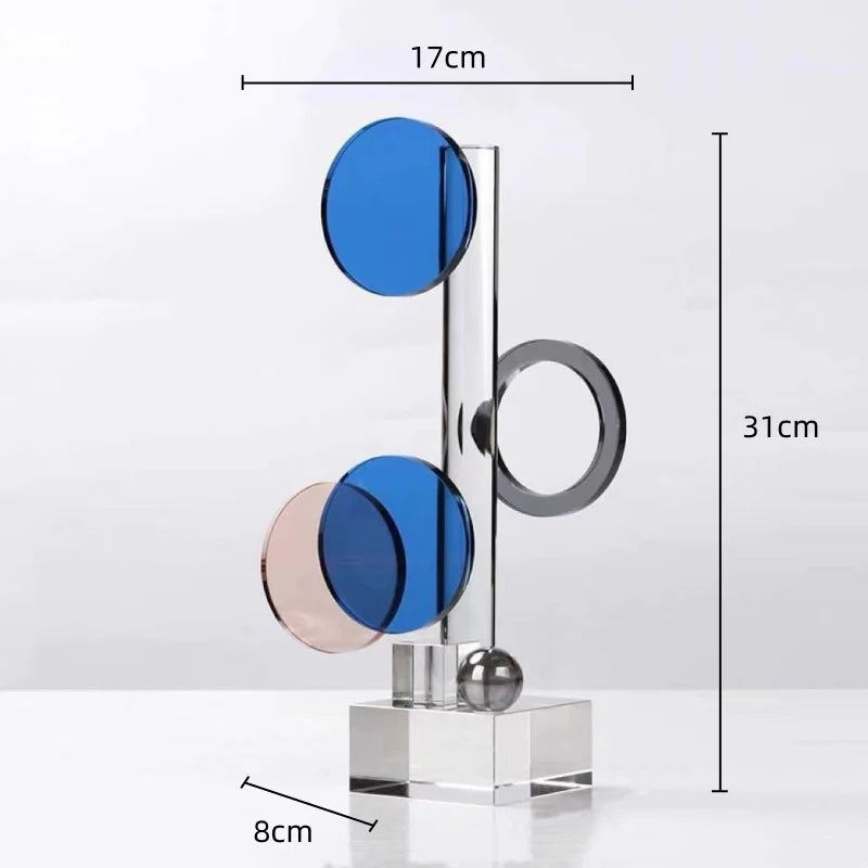 Afralia™ Crystal Geometric Ring Sculpture Home Decor Figurine