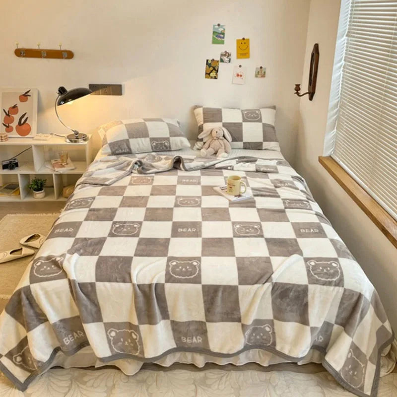 Afralia™ Cozy Checkered Fleece Blanket for All Seasons