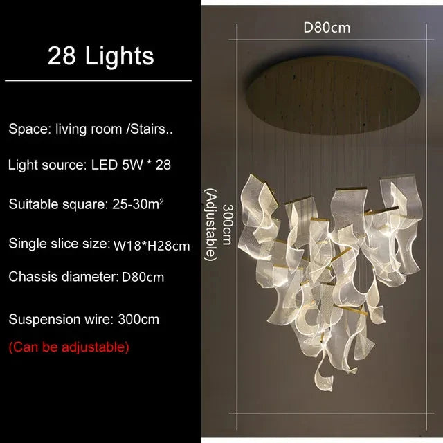 Afralia™ LED Modern Ceiling Chandelier for Living Room Staircase Restaurant Attic Home