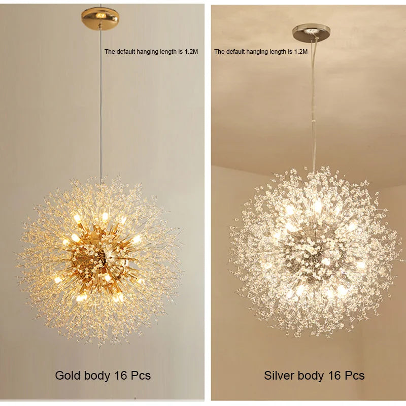 Afralia™ Dandelion Chandelier LED Sparkle Ball Crystal Lighting for Restaurant & Living Room