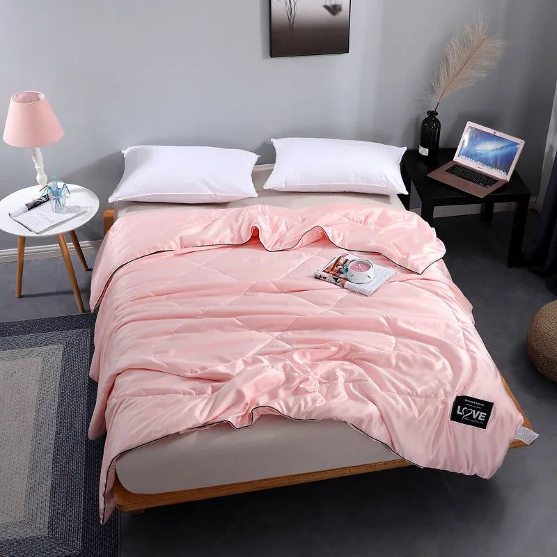 Afralia™ Rayon Quilted Queen Comforter: Luxurious High-End Spring Summer Satin Blanket