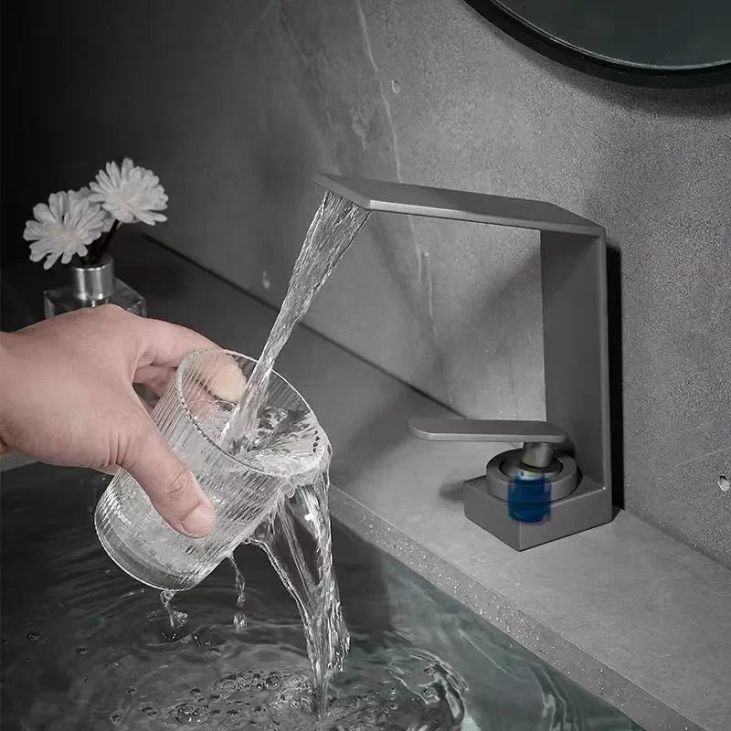 Afralia™ Luxury Bathroom Sink Faucet Hot Cold Mixer Basin Gold Black Waterfall Tap