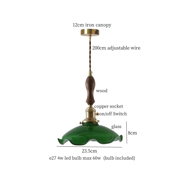 Afralia™ Glass LED Pendant Lamp Japanese Vintage Style for Home and Bar