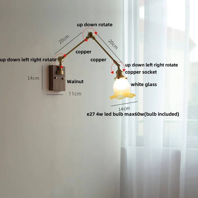 Afralia™ Pink Glass Wall Sconce with Rotatable Arms - LED Stair Light Fixtures