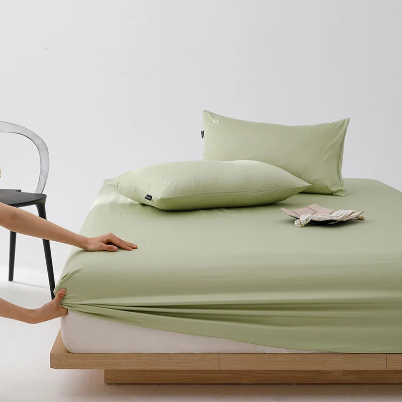 Afralia™ Luxury Satin Finish Cotton Fitted Sheet: High Quality, Skin-friendly and Breathable Bed Cover.