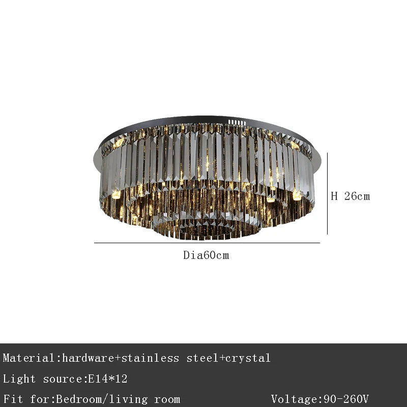 Afralia™ Luxury Black Crystal Ceiling Light for Modern Home Decor and Lighting