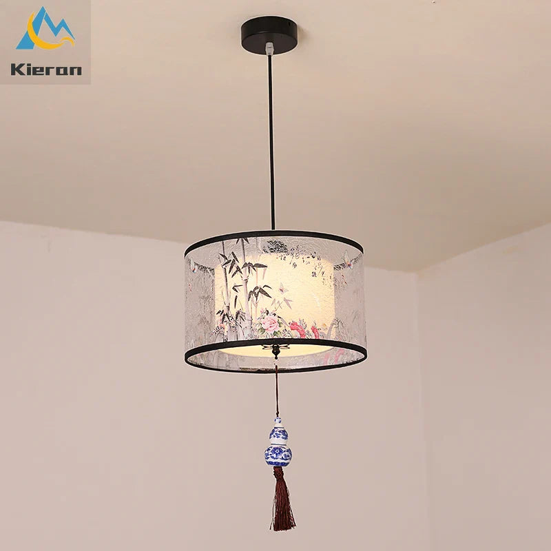 Afralia™ Modern Minimalist Fabric LED Chandelier Room Decoration Chinese Style Pendant Lamp