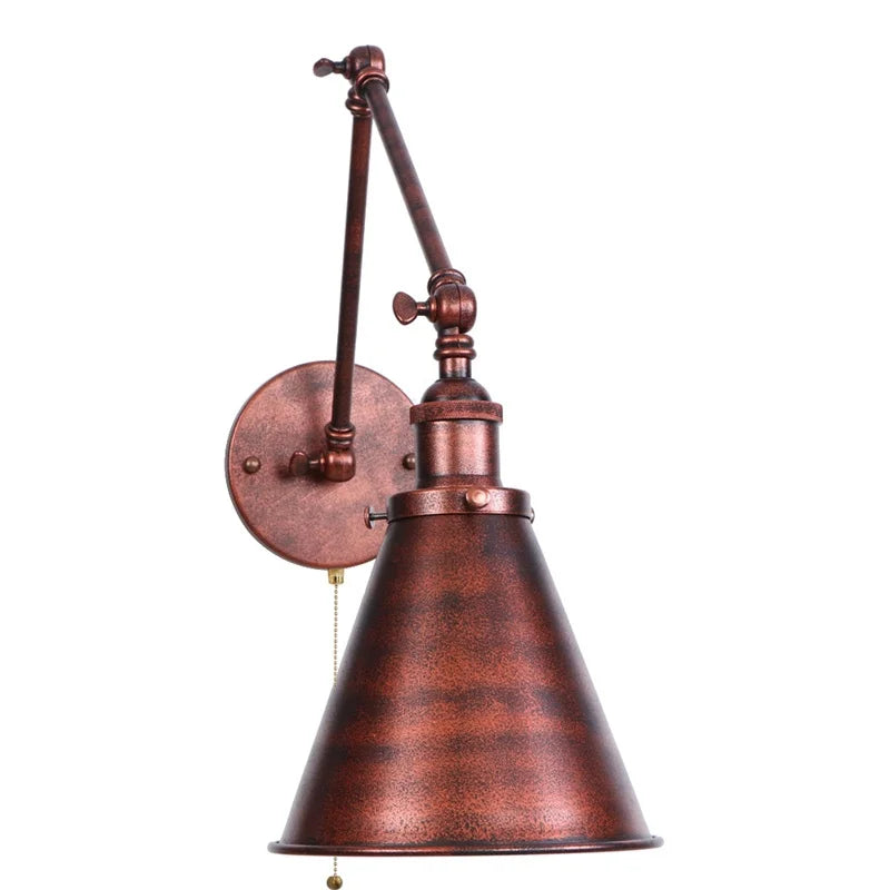 Afralia™ Rustic Loft Swing Arm Wall Lamp - Retro LED Reading Light