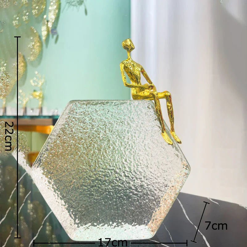 Afralia™ Golden Figures Sculpture: Modern Desk Ornament for Room Aesthetics