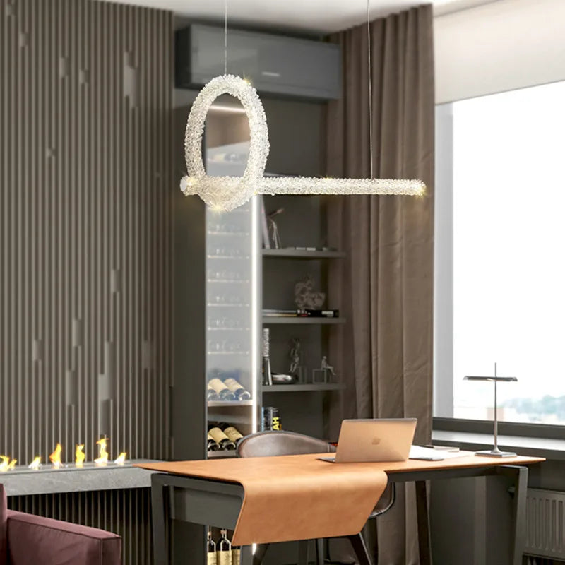 Afralia™ Crystal Flower LED Chandelier Round Ring Pendant for Dining Living Room Lighting