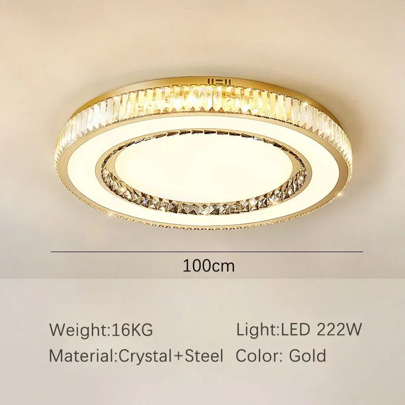 Afralia™ Gold Crystal Ceiling Chandelier LED Fixture for Luxury Home Decor