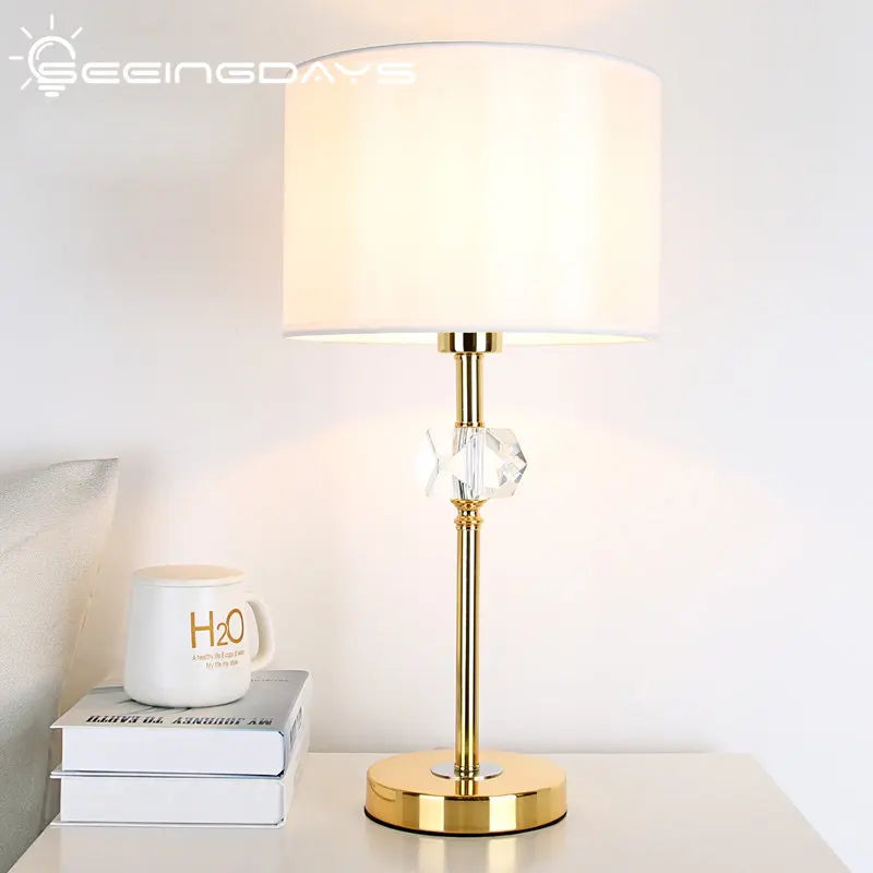 Afralia™ Golden Crystal Bedside Lamp: Modern, Cozy, Romantic Night Light