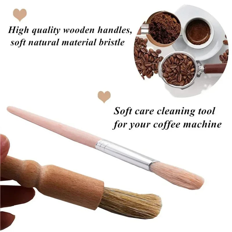 Afralia™ Coffee Machine Cleaning Brush Set: Wooden Grinder & Nylon Espresso Brushes