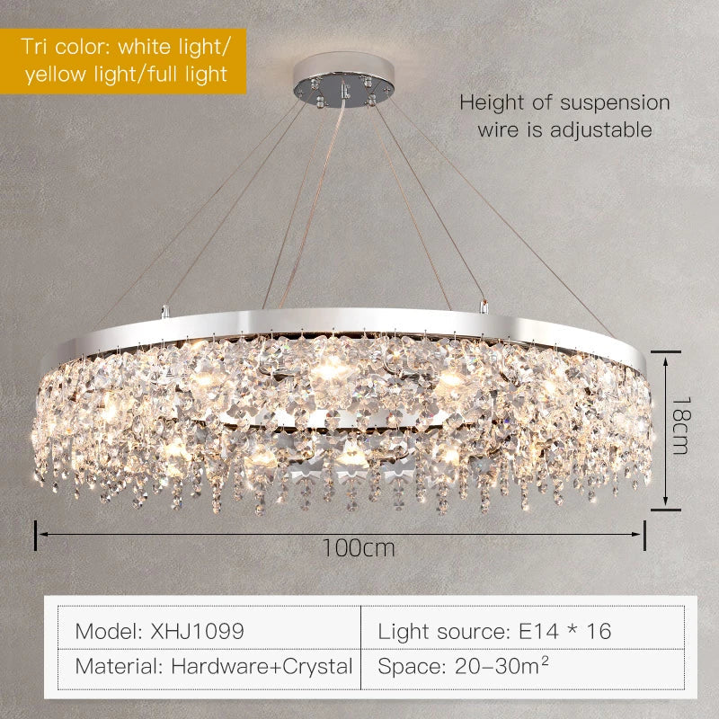 Afralia™ Crystal LED Chandelier: Modern Luxury Lighting for Living Room, Bedroom, and Restaurant