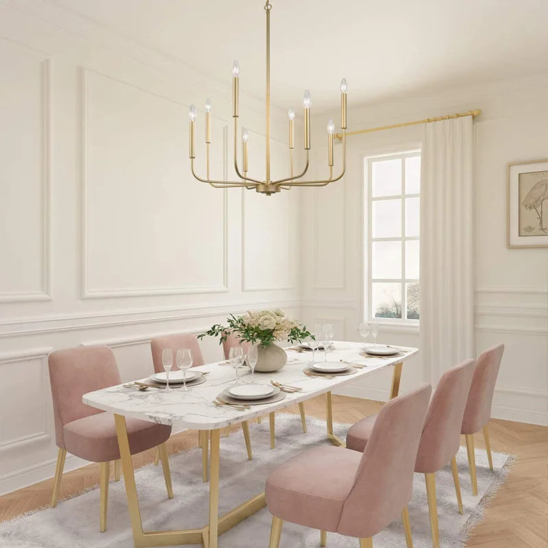 Afralia™ Retro Chandelier Dining Kitchen Hanging Light with E14 Bulb, Gold & Black Metal, American Style