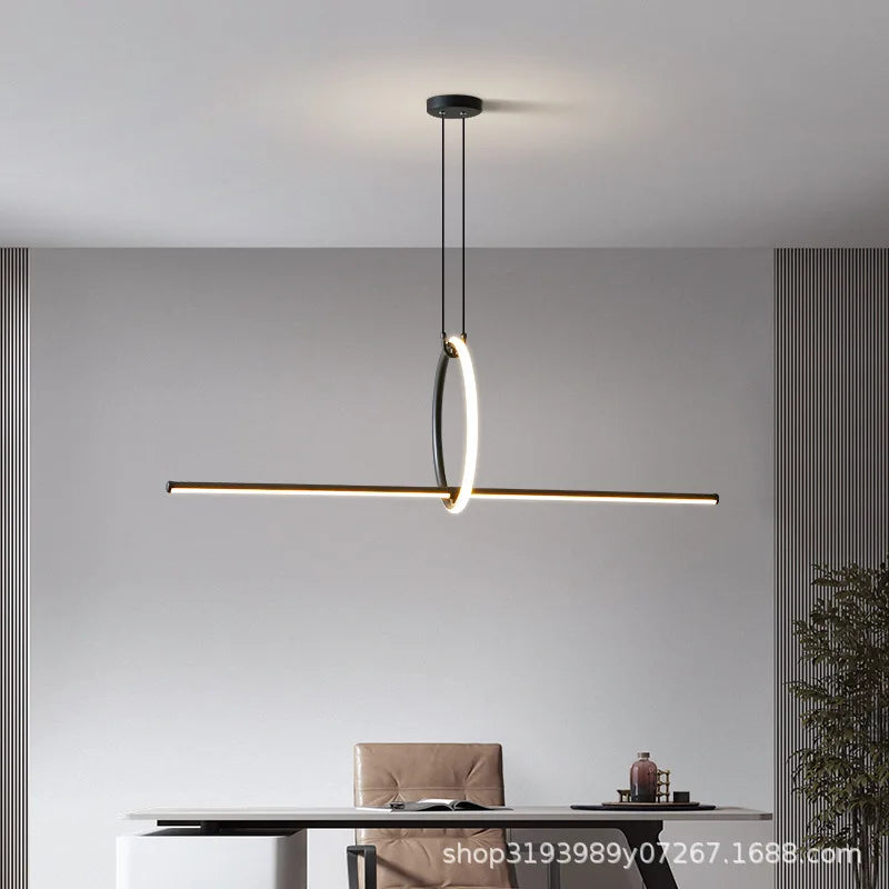 Afralia™ Black LED Ceiling Chandelier with Remote Control for Modern Minimalist Home Decor