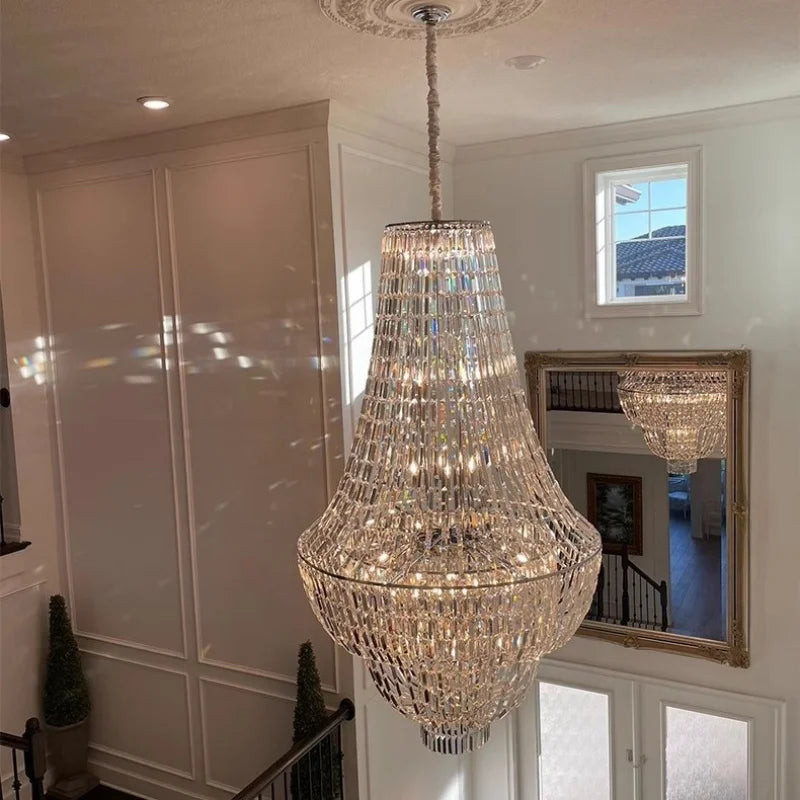 Afralia™ Modern Loft Duplex Villa Living Room Crystal Chandelier Staircase Chandelier Lamps