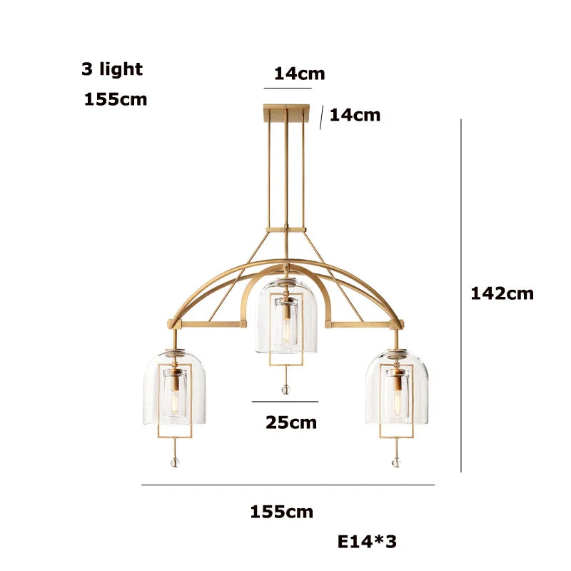 Afralia™ LED Brass Glass Chandelier Pendant Light for Living Room
