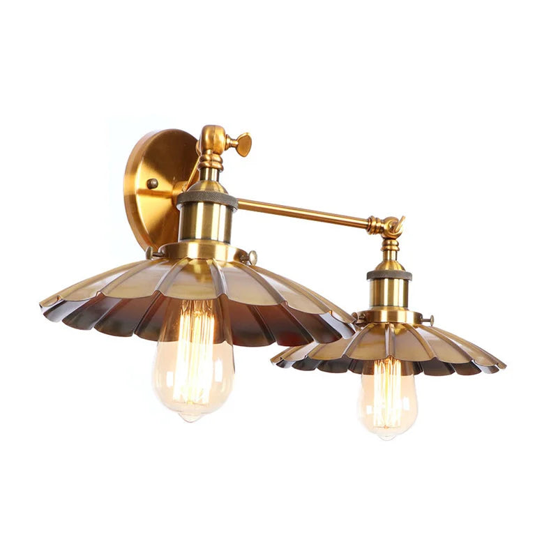 Afralia™ Industrial Retro LED Wall Lamp with Two Heads and Pull Chain Switch