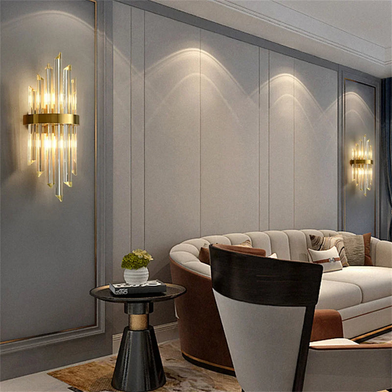 Afralia™ Clear Crystal LED Wall Lamp Stainless Steel Sconces