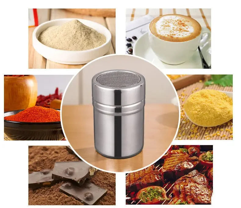 Afralia™ Stainless Steel Duster Jar for Coffee Cocoa Sugar Seasoning Sifter Lid