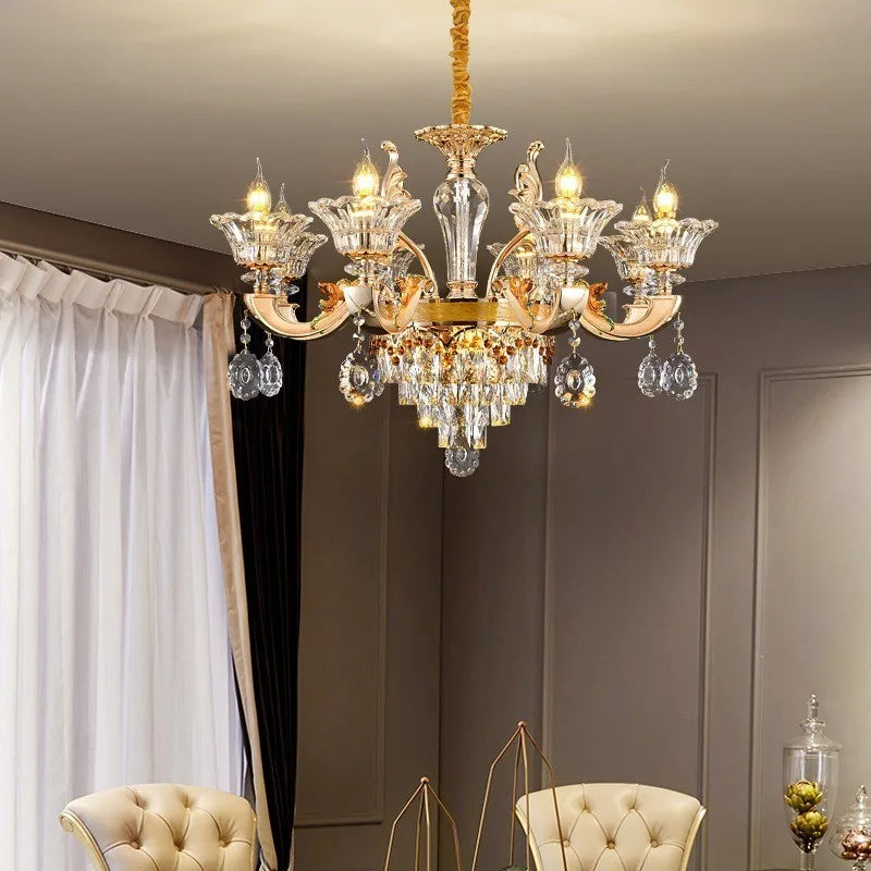 Afralia™ Crystal Chandelier Ceiling Light for Living, Dining, and Bedroom