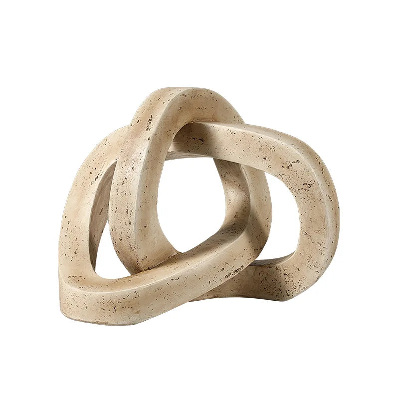 Afralia™ Geometric Interlocking Loop Knot Resin Art Ring Figurine