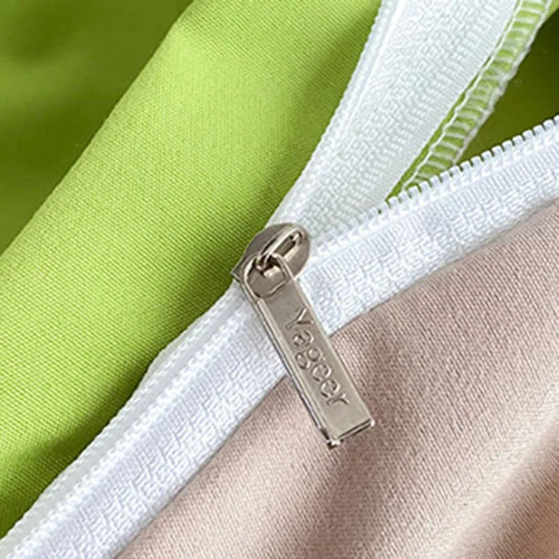 Afralia™ Luxury Solid Cotton Bedding Set King Yellow 3-4 Pcs, Simple Queen Size
