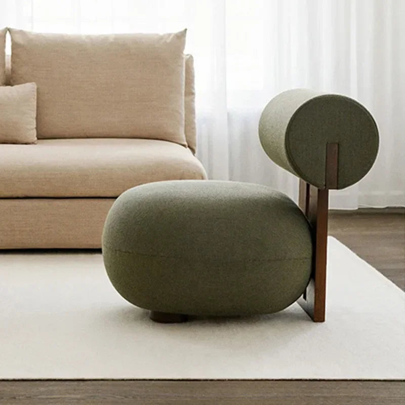 Afralia™ Nordic Solid Wood Sofa Chair Modern Light Luxury Cream Hippo Chair