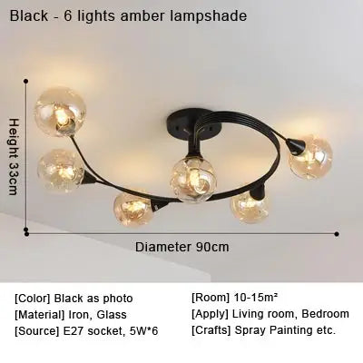 Afralia™ Glass Nordic Ceiling Chandelier for Home Decor Lighting