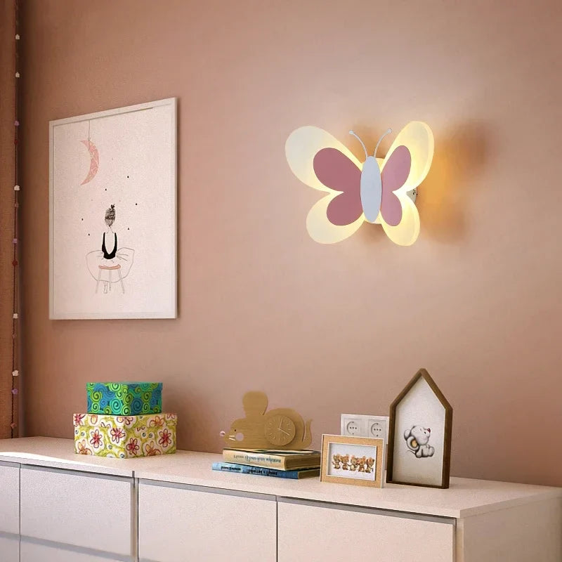 Afralia™ Butterfly Girl Cartoon Children Room Lamp with Energy-Saving LED for Bedroom
