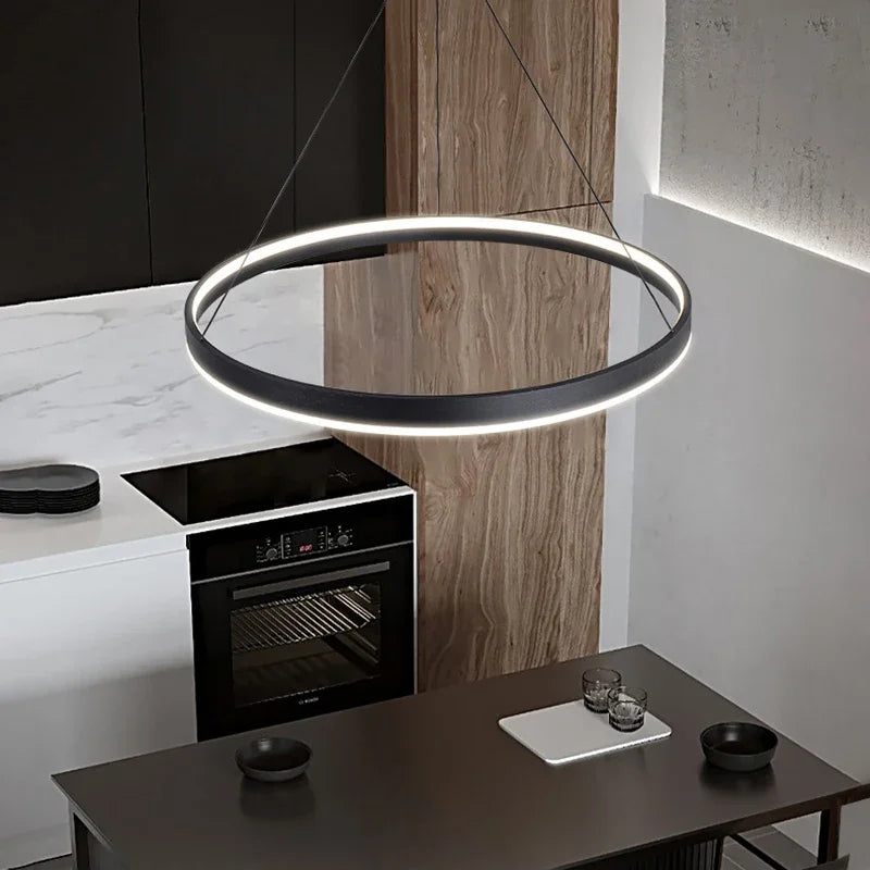 Afralia™ Round Ring LED Chandelier for Modern Minimalist Home and Office Decor