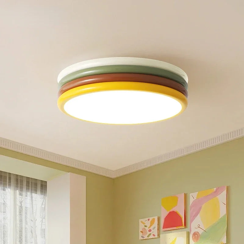 Afralia™ Color Stack Ceiling Lamp for Bedroom Kids Room LED Round Light