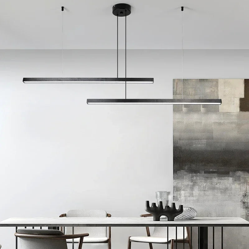 Afralia™ Modern Gold Black Led Pendant Lights, Dimmable, L80cm, Aluminium, Dining Room Hanging Lamp