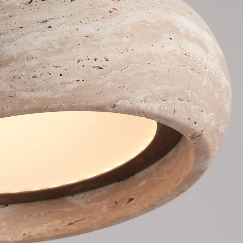 Afralia™ LED Pendant Lamp Yellow Travertine Adjustable Wabi Sabi Light