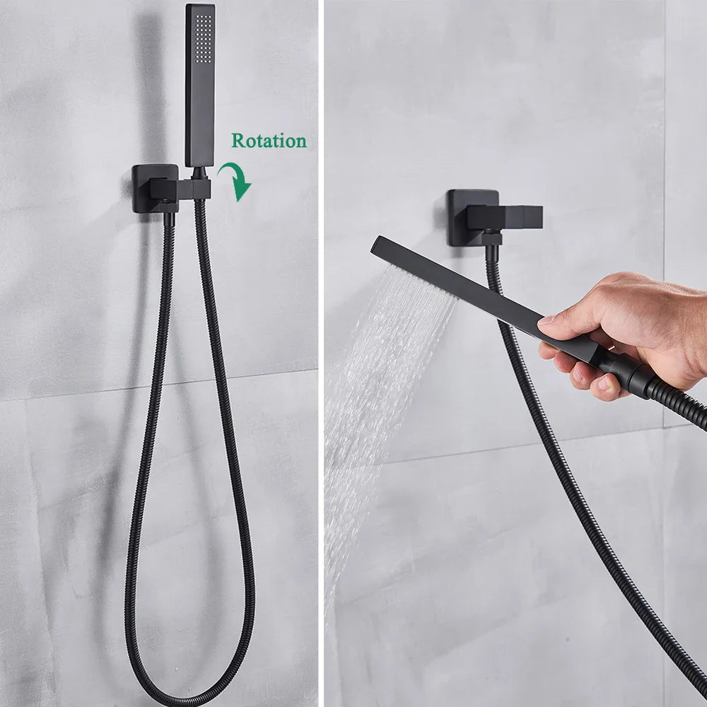 Afralia™ Wall Mounted Waterfall Shower Faucet System with Hidden Mixer Tap