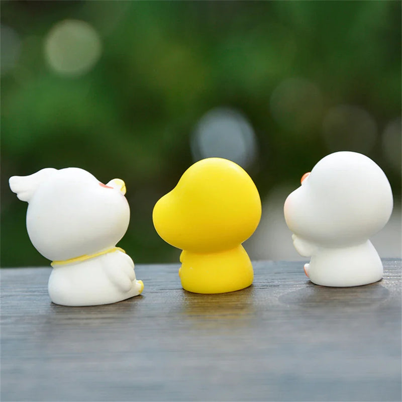 Afralia™ Mini White Yellow Chick Resin Fairy Garden Ornament for Doll House Decor