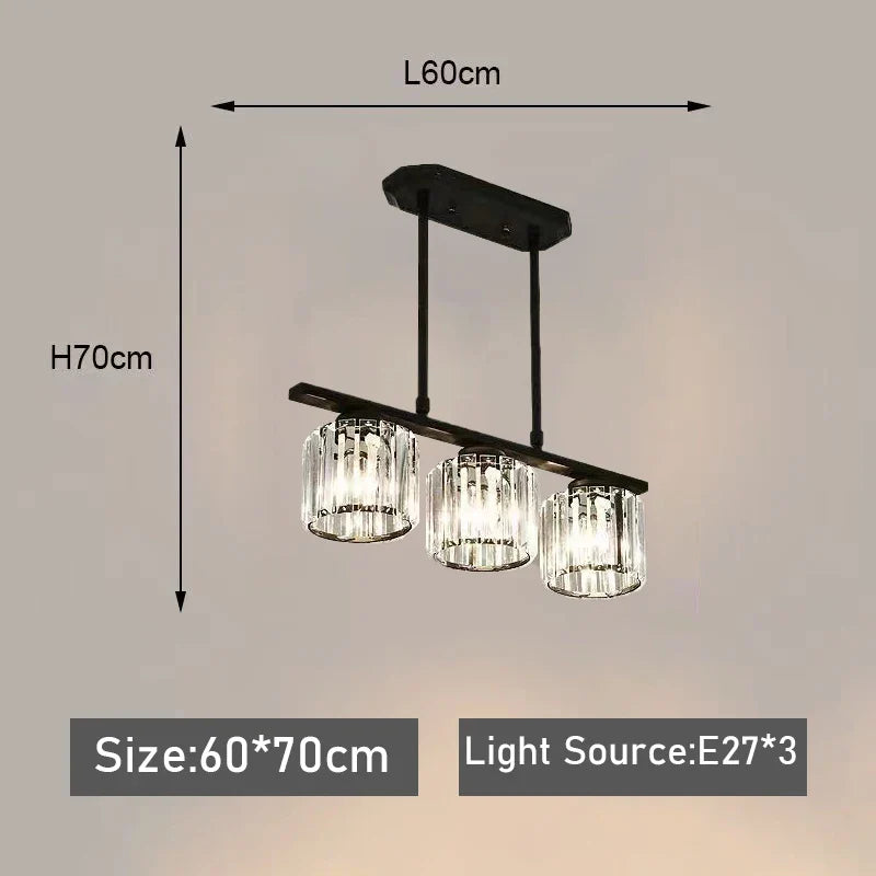 Afralia™ Nordic Modern Crystal Chandelier Three-Head Hanging Light for Living Room