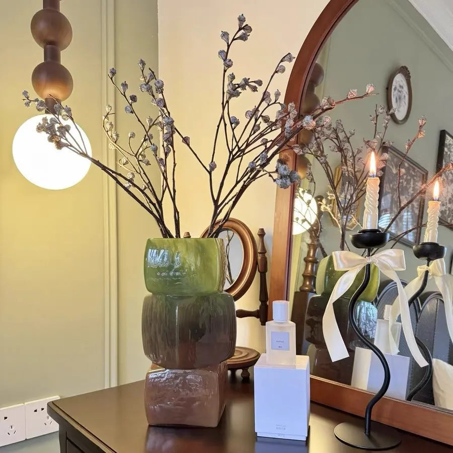 Afralia™ Square Marbling Gradient Glass Vase for Floral Arrangements