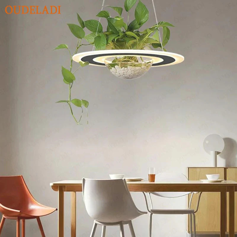 Nordic LED Plant Pendant Lamp by Afralia™ for Bedroom Dining Indoor Lighting