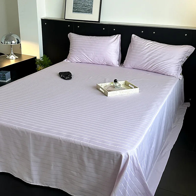 Afralia™ Soft Jacquard Satin Cotton Bed Sheet Single Bedsheet Smooth Cozy Cover