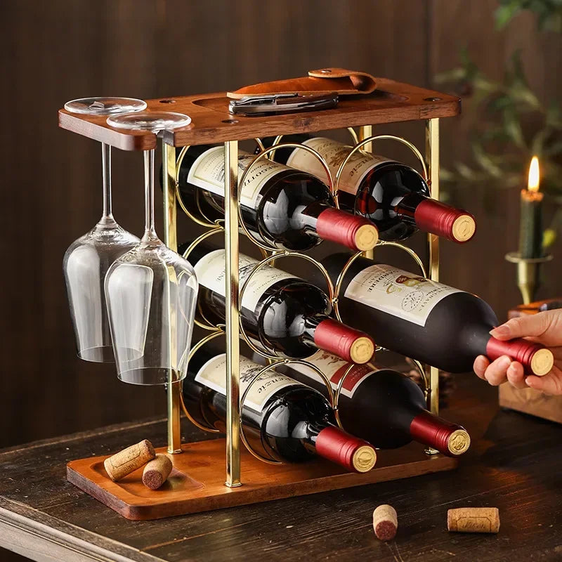 Afralia™ Wine Bottle Display Stand Rack Holder Storage Shelf Accessories Stand