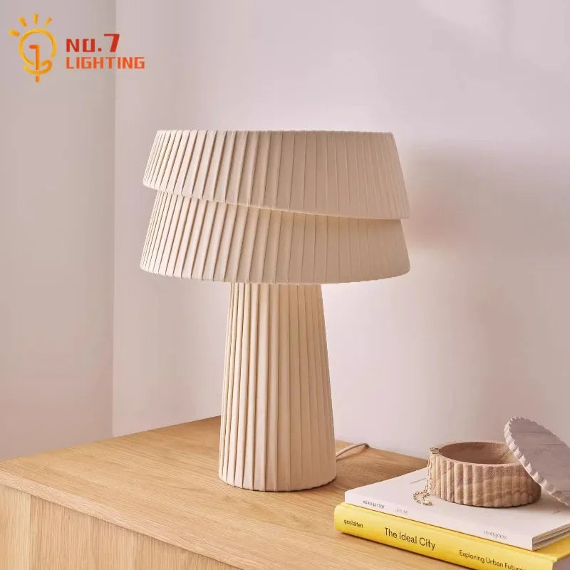 Afralia™ Cream Wind Mushroom Table Lamp LED E27 Retro Atmosphere Decor for Bedroom, Cafe