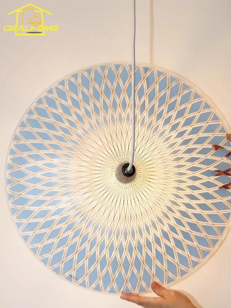 Afralia™ Medieval Horn Pendant Light Blue Acrylic LED Hanging Lamp for Living/Dining Room
