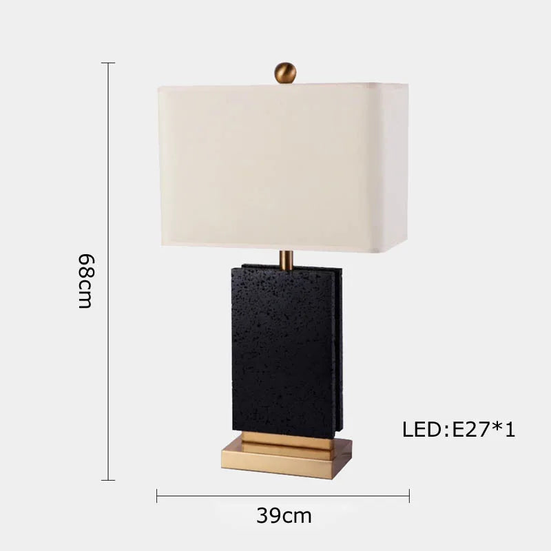 Afralia™ Oriental Marble LED Desk Lamp Classy Home Decor Luxury Textile Table Light.